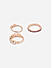 Toniq Traditional Pink Colour Stone Studded Gold Plated Set Rings For Women Set Of 3 Size 15 & 16 Mix