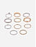 Toniq Gold Plated Cz Stone Studded Statement Finger Rings Set For Women - Set Of 11 Size 16 & 17