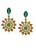 Gold-Toned and Green Circular Drop Earrings