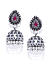 Silver-Toned and Pink Dome Shaped Jhumkas