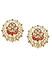 Pastel Blue Red Kundan Beads Gold Plated Floral Stud Earring