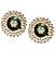 Gold Tone and Green Circular Floral Stud Earring For Women