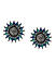 Blue and Silver-Toned Oxidized Circular Oversized Studs
