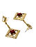 Gold Tone Red Stone Drop Earrings For Women