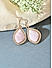 Toniq Gold Plated Asymetric Pink Stone Drop Earring for Women