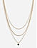Toniq Gold Plated Black Geometric Round Color Stone Layered Necklace for Women 