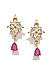 Gold-Plated Pink Cz Floral Drop Earring For Women