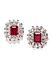 Silver-Toned and Red Rhodium-Plated Embellished Oval Studs