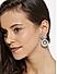 Silver-Toned and White Circular Drop Earrings