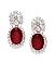 White and Maroon Rhodium-Plated Handcrafted Drop Earrings