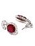 White and Maroon Rhodium-Plated Handcrafted Drop Earrings