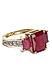 Gold-Plated and Magenta Stone-Studded Cocktail Ring
