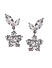 Silver-Toned Floral Stone -Studded Drop Earrings