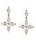 Gold Toned Floral Cz Stone-Studded Drop Earrings