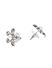 White Rhodium-Plated Cz Floral Stud Earring For Women