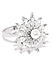 White Rhodium-Plated Cz Floral Finger Ring For Women