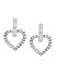 Silver-Toned and White Heart Shaped Rhodium Plated Drop Earrings