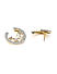 Cubic Zirconia Gold Plated Crescent Contemporary Stud Earring