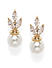 Cubic Zirconia Pearl Gold Plated Floral Stud Earring