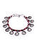 Set of 2 Red Beads Silver Plated Oxidised Coin Anklets