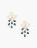 American Diamond Sapphire Rose Gold Plated Floral Drop Earring