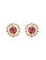 Ruby Stones Gold Plated Floral Stud Earring