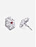 American Diamond Red Stone Silver Plated Floral Stud Earring