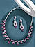 American Diamond Ruby Silver Plated Floral Jewellery Set
