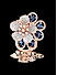 Sapphire American Diamond Rose Gold Plated Floral Adjustable Cocktail Ring