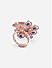 Sapphire American Diamond Rose Gold Plated Floral Adjustable Cocktail Ring
