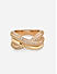 American Diamond Gold Plated Crossover Engagement Ring