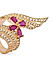 American Diamond Ruby Gold Plated Floral Cocktail Ring