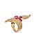 American Diamond Ruby Gold Plated Floral Cocktail Ring
