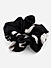 Toniq Set Of 2 Black Solid & White Polka Dot Printed Satin Hair Scrunchie Rubber Band Set For Women