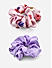Set Of 2 Purple & Pink Satin Floral Scrunchie Rubber Band