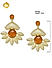 Ethnic Traditional Gold & Orange Flower Shaped Drop Earrings For Women