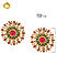 Red Green Kundan Gold Plated Floral Stud Earring