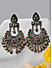 Fida Ethnic Silver Plated Red& Green Stone Chandbali Earrings for Women