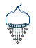 Fida Ethnic Silver Plated Navy Enamel Teardrop Choker Necklace For Women