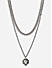 The Bro Code Silver Animal Lion Fusion Look Alloy Curb and Mesh Chain Layered Necklace For Men 