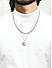 The Bro Code Silver Geometric Shape Fusion Look Alloy Cable and Curb Chain Layered Necklace For Men 