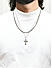 The Bro Code Silver Plated Holy Cross Fusion Look Alloy Cuban and Curb Layered Necklace For Men 
