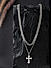 The Bro Code Silver Plated Holy Cross Fusion Look Alloy Cuban and Curb Layered Necklace For Men 
