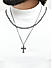 The Bro Code Gun Metal Holy Cross Fusion Look Alloy Cuban and Curb Layered Necklace For Men 