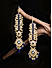 Fida Gold Plated Navy Stone studded  Earrings with Ear Chain For Women