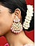 Fida Gold Plated Pink Floral & Kundan Detail Drop Earrings For Women