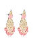 Fida Gold Plated Pink Floral & Kundan Detail Drop Earrings For Women