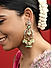 Fida Gold Plated Green Beads & Mirror Studded Drop Earrings For Women