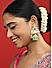 Fida Gold Plated Green & Peach Enamel Jhumka Earrings For Women