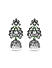 Fida Silver Plated Green Stone Studded Floral Jhumka Earrings For Women